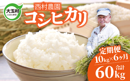 米 定期便 コシヒカリ 60kg ( 10kg × 6ヶ月 ) 《 令和7年 》 福島県 大玉村 西村農園  ｜ こしひかり 精米 定期 6回 福島 コメ 米 定期便 コシヒカリ 福島 米 定期便 コシヒカリ 福島 ｜ nm-kh10-t6-R7