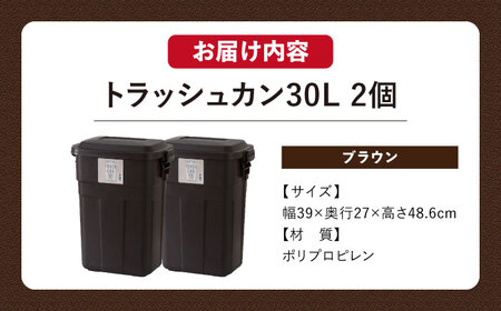 トラッシュカン　ゴミ箱　ふた付き　30リットル　ブラウン　2個組【1312139】