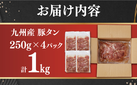 【塩だれ】九州産 豚タン 250g×4袋 （計1kg）長与町/岩永ホルモン [EAX166] 国産 スライス 焼肉