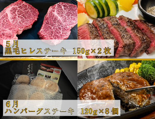 【ステーキ定期便】百名店ステーキコース 全6回（牛肉 黒毛和牛 ヒレ モモ サーロイン ロース ハンバーグ 赤身 希少部位 定期便）