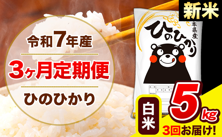 新米 令和7年産 新米 ひのひかり 【3ヶ月定期便】 白米  5kg (5kg×1袋) 計3回お届け 《11月から出荷開始》 熊本県産 白米 精米 ひの 米 こめ お米 熊本県 長洲町