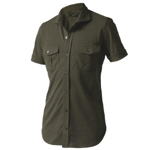 DJS-003 decollouomo メンズパイロットシャツ半袖（生地／コンコルド）オリーブ／XLサイズ