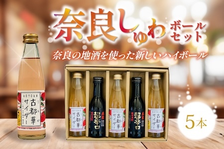 奈良しゅわボールセット5本 日本酒（春鹿超辛口、古都華サイダー計960ml ）J-61