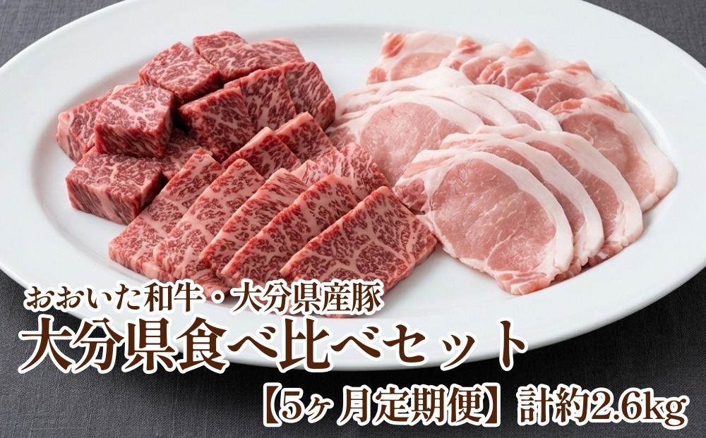 
                  【5ヶ月定期便】5ヶ月で食べ比べ！大分県食べ比べセット 計約2.6kg
                