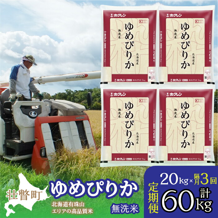 【ふるさと納税】【令和7年産 隔月3回配送】（無洗米20kg）ホクレンゆめぴりか（無洗米5kg×4袋） 【 ふるさと納税 人気 おすすめ ランキング 北海道産 壮瞥 定期便 隔月 無洗米 米 白米 ゆめぴりか こめ 贈り物 贈物 贈答 北海道 壮瞥町 送料無料 】 SBTD068