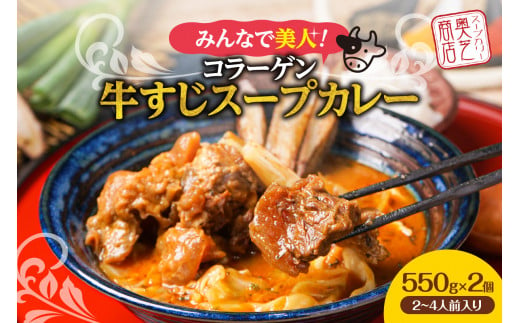 みんなで美人！奥芝商店 コラーゲン牛すじスープカレー【550g×2個／2~4人前入り】　北海道 レトルト 人気 札幌