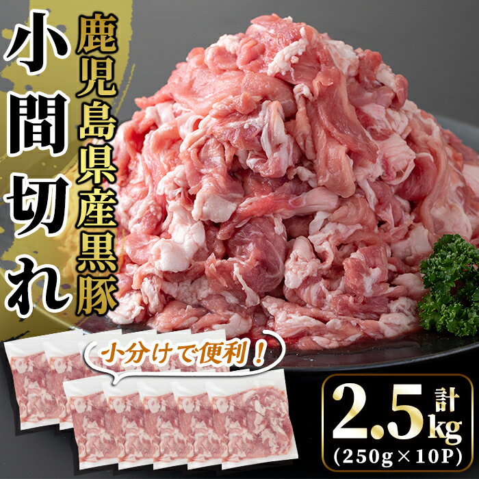 【ふるさと納税】国産！鹿児島県産黒豚小間切れ計2.5kg(真空パック・250g×10P)肉 豚肉 豚 黒豚 精肉 カット 小間切れ 小間切 小分け【肉の豊楽】