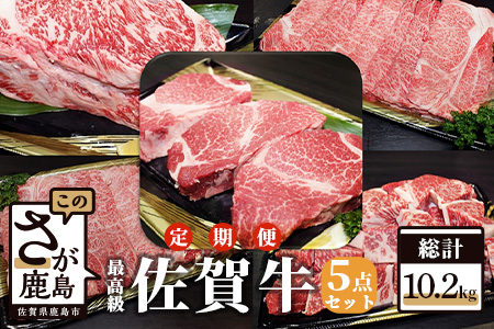 佐賀牛5点セット【全3回定期便お届け】総計10.2kg W-3