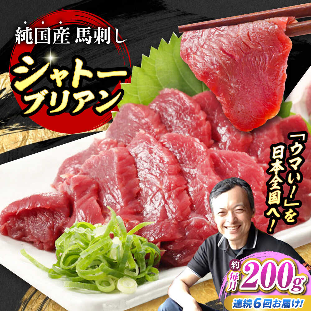 【ふるさと納税】【全6回定期便】『純国産』熊本の味 赤身 馬刺し シャトーブリアン 約200g チルド 冷蔵 ブロック【有限会社 九州食肉産業】[AYCN063] 馬刺 馬肉 馬 うま ウマ ヘルシー 国産 低カロリー 高タンパク 冷凍 醤油 タレ ギフト 贈答用 食品 熊本県 合志 合志市