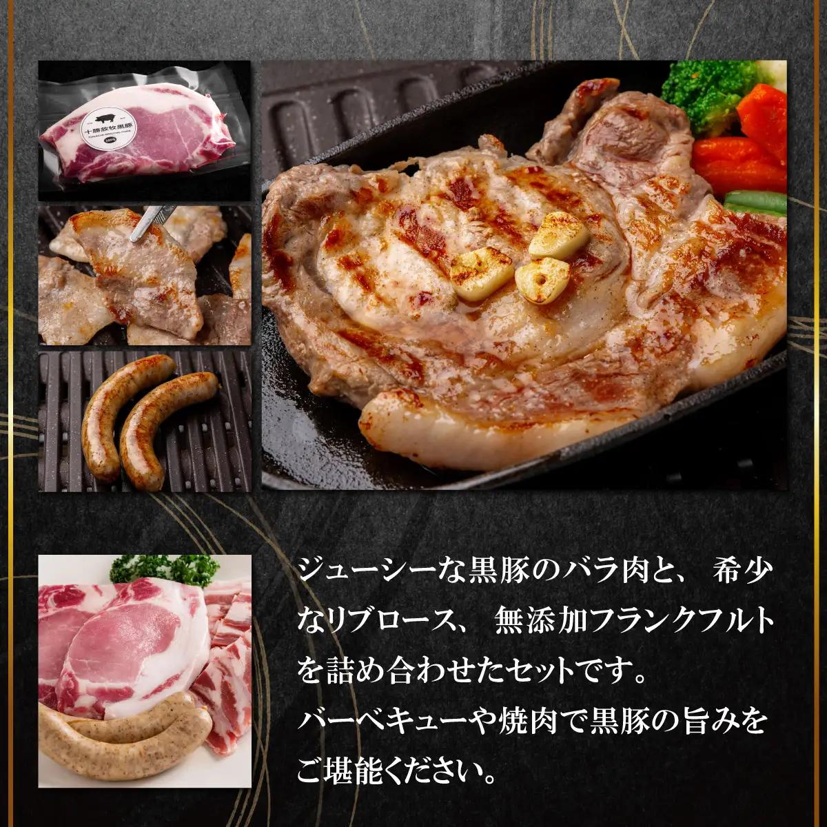 【定期10ヶ月】黒豚のロースステーキ肉とソーセージの焼肉用セット SKN085