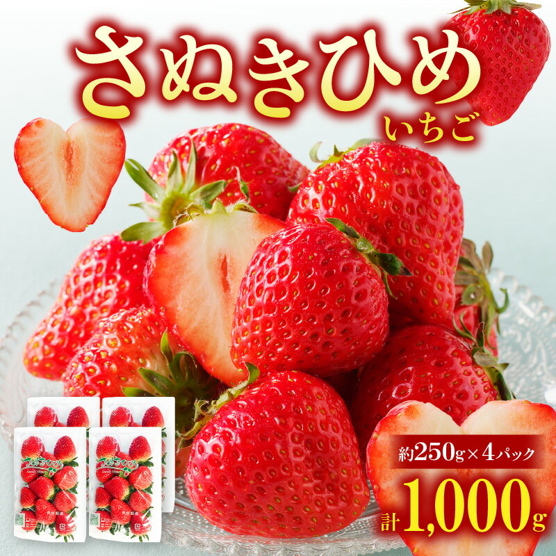 【ふるさと納税】さぬきひめいちご4パック(各約250g)【2026年1月中旬～2026年5月中旬配送】 | さぬきひめいちご 贈り物 プレゼント おすそ分け 自宅用 ご褒美 アレンジ デザート おやつ さぬきひめ 果物 フルーツ 青果物 青果 生鮮食品 野菜 果実的野菜 果肉 果汁 高松市産