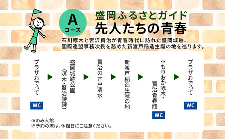 【盛岡ふるさとガイドと歩く】歩いて楽しむまち盛岡（約90分）Aコース 先人たちの青春