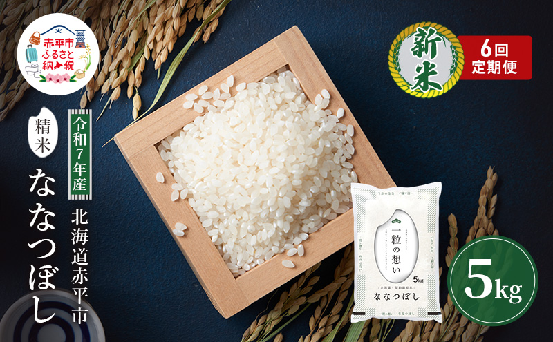 定期便6回 連続 お届け 令和7年産 北海道 赤平産 ななつぼし 5kg 白米 精米 米 北海道 ごはん ご飯 ライス おにぎり 定期便 定期 お楽しみ 6回