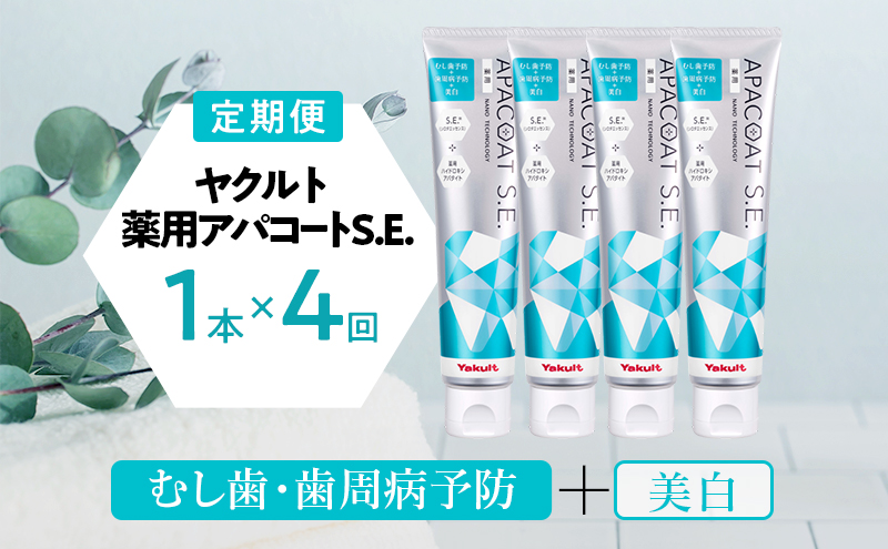 【定期便 4回 隔月】ヤクルト 薬用アパコートS.E.  歯磨き 歯磨き粉 薬用歯磨き粉 アパコート S.E. 予防 口臭 歯肉炎 歯槽膿漏 虫歯 歯 再石灰化 デンタルケア 歯みがき はみがき 定期