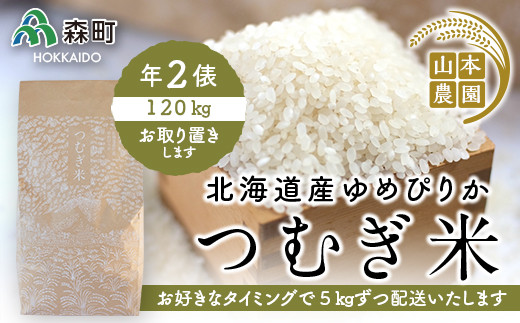 
あなたに年貢チケット（つむぎ米2俵）5kgずつ配送【好きなタイミングでご注文可能】 《山本農園》 森町 こめ お米 米 白米 ゆめぴりか 北海道米 北海道産 ふるさと納税 北海道 mr1-0174
