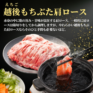 豚肉 越後もちぶた しゃぶしゃぶ 豚肩ロース 1kg (500g×2パック)  | 豚肉 新潟県