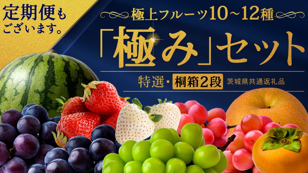 ＼お届け回数が選べる／ 【特選・桐箱2段】極上フルーツ10～12種「極み」セット 単品・定期便（茨城県共通返礼品） 田舎の頑固おやじが厳選！ 人気 厳選 果物 くだもの 旬 旬の果物 旬のフルーツ 上級品 極上 贅沢 極み フルーツ フルーツセット ギフト プレゼント 贈り物 冷蔵