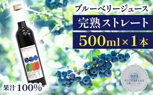 【ふるさと納税】 ブルーベリー ジュース おすすめ ストレート 果汁100％ ブルーベリージュース 500ml 果物 くだもの fruit フルーツ 自社農園 濃厚 果実 果実飲料 ドリンク 果汁 デザート フルーツジュース 完熟ブルーベリー 完熟 岩手県 滝沢市 送料無料 岩手林業株式会社