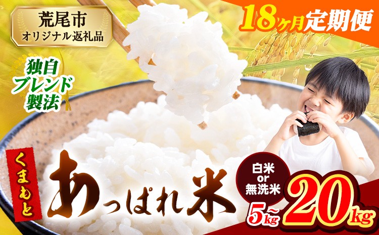 
                  【18ヶ月定期便】無洗米 も選べる 熊本県産 くまもとあっぱれ米 ブレンド米 5kg 10kg 20kg 熊本県産 ふるさと納税 無洗米 白米 精米 米 こめ ふるさとのうぜい コメ お米 おこめ《お申込み翌月から出荷》
                