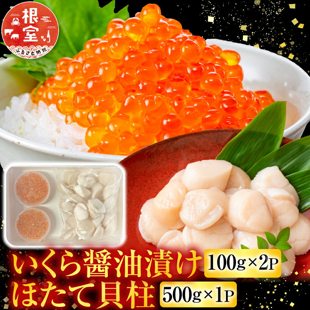 【ふるさと納税】 いくら醤油漬け 100g × 2P、ほたて貝柱 500g × 1Pホタテ ほたて 帆立 帆立貝柱 ホタテ貝柱 貝柱 イクラ 醤油 醤油漬 魚卵 鮭卵 お取り寄せ グルメ 海鮮 北海道 根室市 ふるさと納税 C-76032