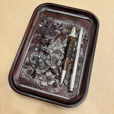ふるさと納税 長野県 文具トレイ(さくら)(軽井沢彫) |  | 01