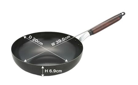 村の鍛冶屋 本格鉄製 いため鍋 20cm アウトドア キッチン IH 野外料理 キャンプ飯 シリコン加工 木製ハンドル 炒め物  燕三条【013S146】