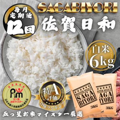 ふるさと納税 多久市 【毎月定期便】さがびより白米6kg(3kg×2袋)(多久市)全12回