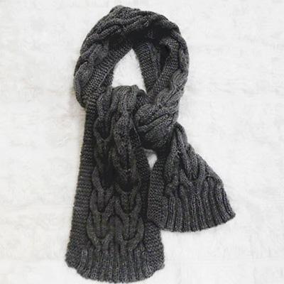 ふるさと納税 江南市 毛糸7玉で編めるアラン編みマフラー ダークグレー・着分パック　【毛糸・編み物用品・レシピ本セット】