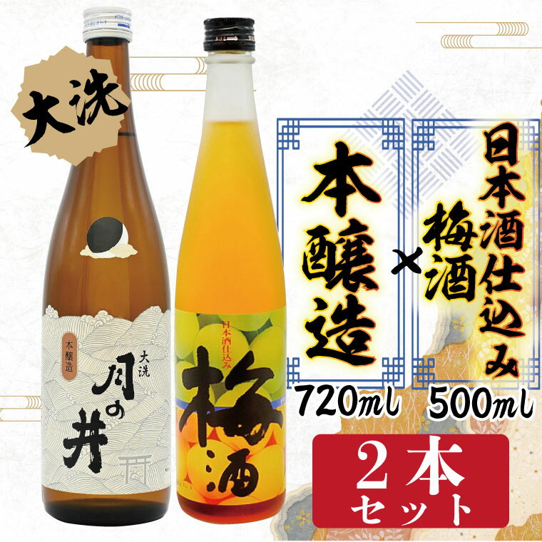 【ふるさと納税】日本酒 仕込み 梅酒 500ml 本醸造 720ml 2本 セット 月の井 大洗 地酒 国産梅 茨城
