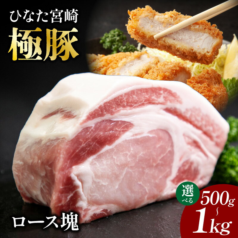 【ふるさと納税】【選べる内容量】ひなた宮崎極豚ロース塊 500g×1～2P（豚肉 豚 トン ロース）