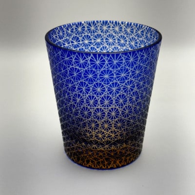 琥珀塗り切子(035)ブルー【1632692】