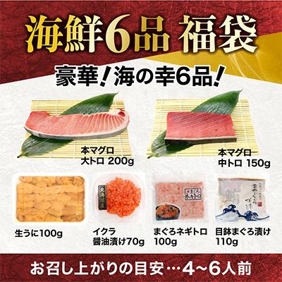 ふるさと納税 いわき市 豪華海鮮6品福袋 本マグロ大トロ・中トロ・生ウニ・イクラ・ネギトロ・鮪漬け【総重量730g】 |  | 01