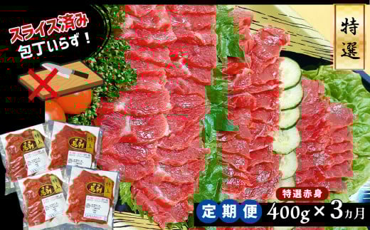 馬刺専門店 特選赤身馬刺 400g × 3ヶ月 定期便 | 肉 にく お肉 おにく 馬 馬肉 馬刺し 馬刺 特選 赤身 定期 熊本県 玉名市