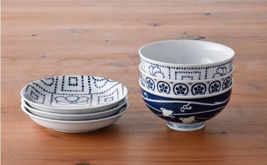 【波佐見焼】茶碗 小皿 含む オリジナルセットアップ商品【浜陶/福田陶器店】 [NB63]