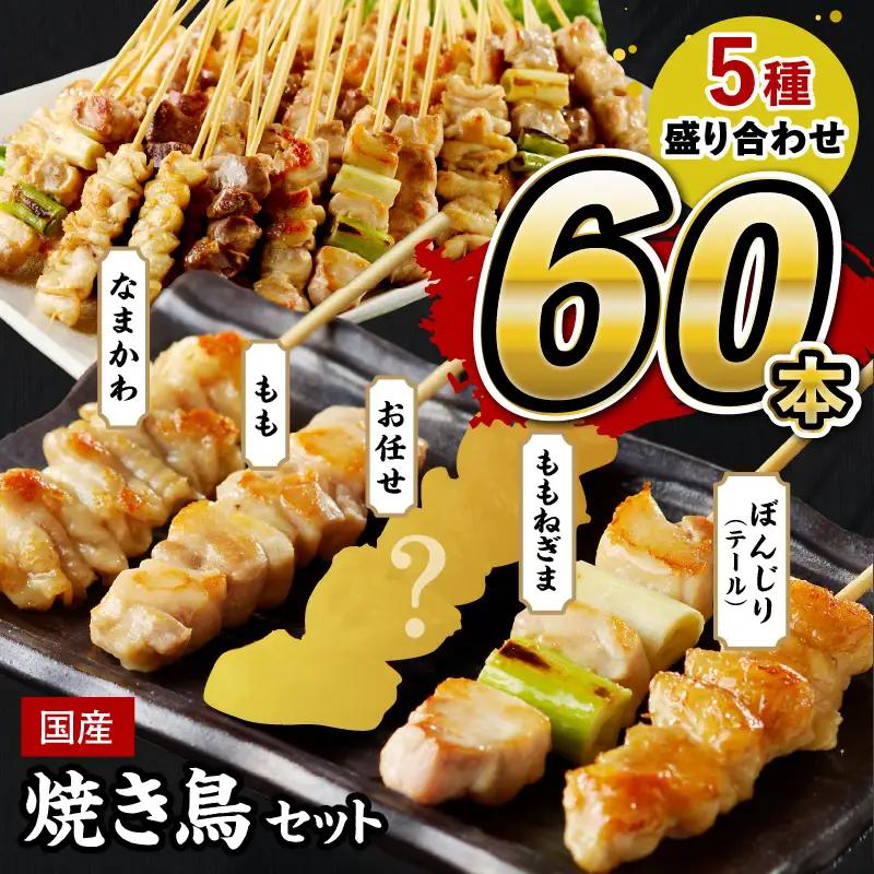 【焼き鳥】国産焼き鳥セット 5種盛り合わせ60本 鶏肉