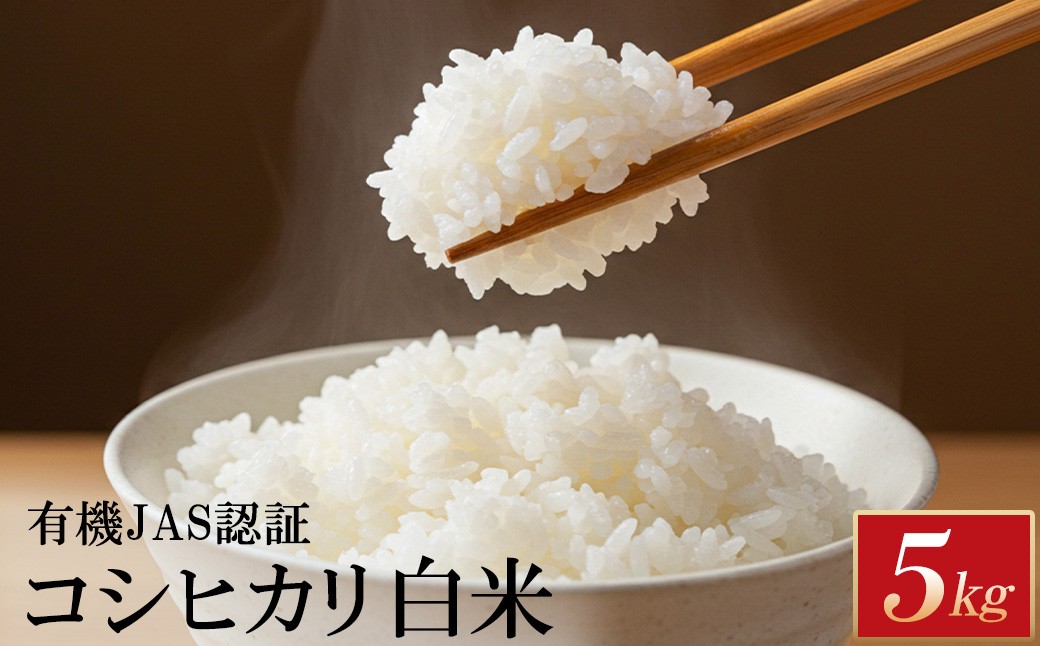 
                  【令和8年産先行予約！】有機JAS認証のコシヒカリ　白米　5kg【07208-1010】
                