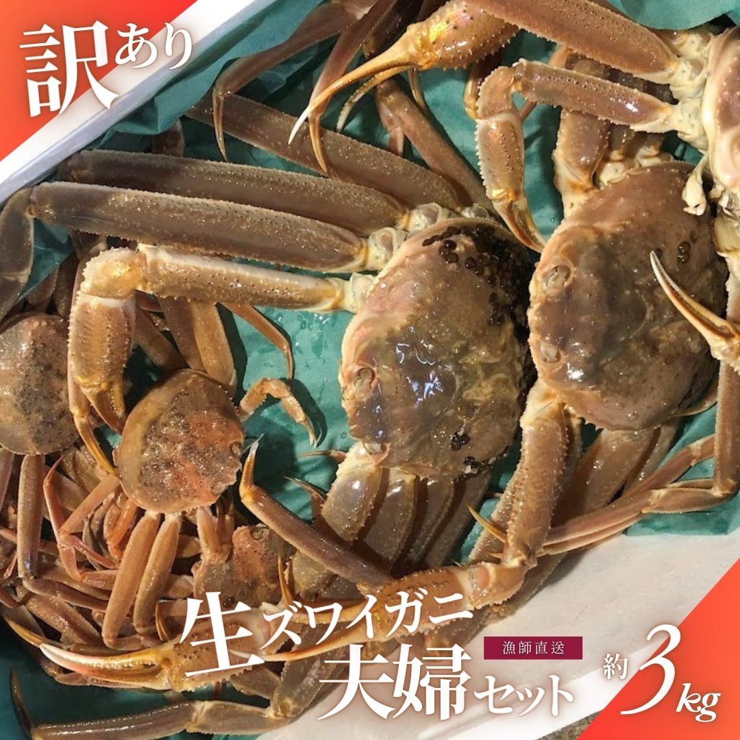 【ふるさと納税】【数量限定】＜訳あり＞冷蔵便 生本ズワイガニ夫婦セット（雄約2kg＋セコガニ約1kg）蟹 カニ 海鮮 魚介類 甲殻類 産地直送 クール お取り寄せ 新潟県 村上市 送料無料 1079006