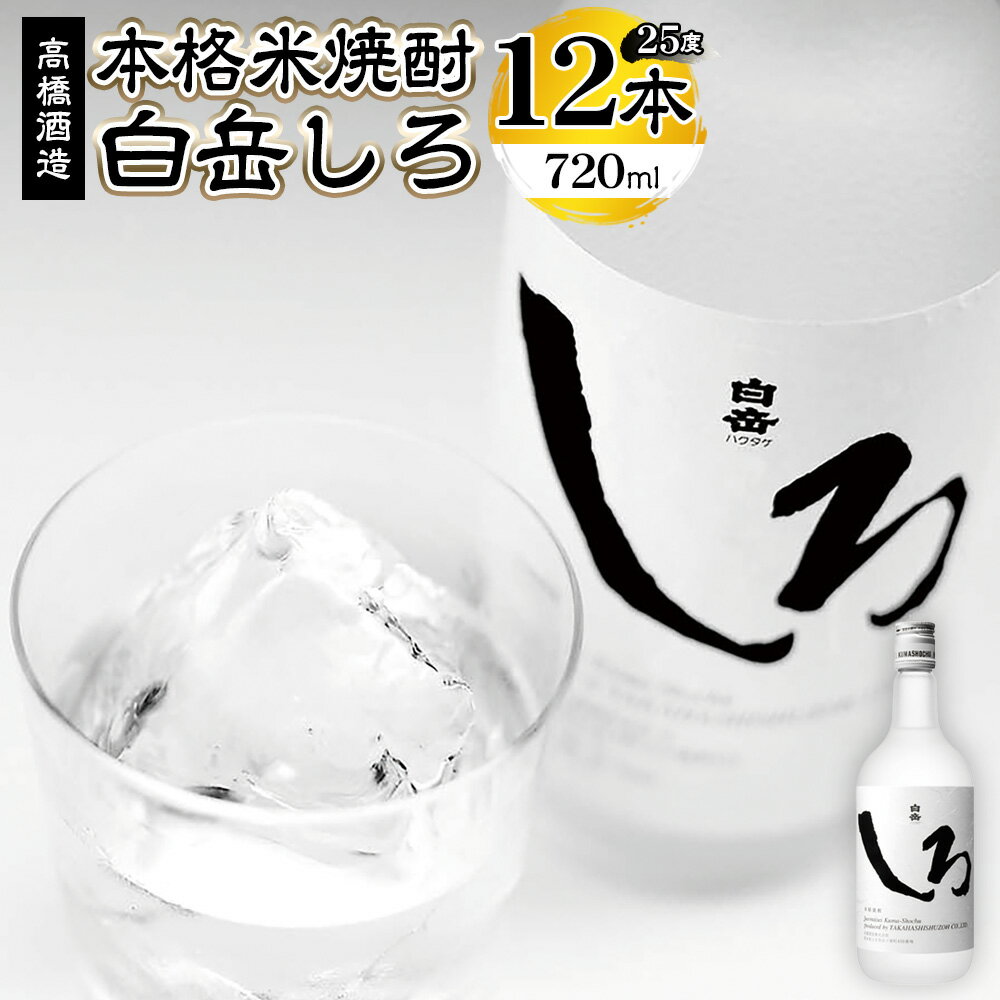 【ふるさと納税】本格米焼酎 ｢白岳しろ」 25度 720ml×12本 高橋酒造 白岳 しろ 米焼酎 球磨焼酎 アルコール 焼酎 ボトル 瓶 フルーティー 吟醸 九州 熊本県 湯前町 送料無料