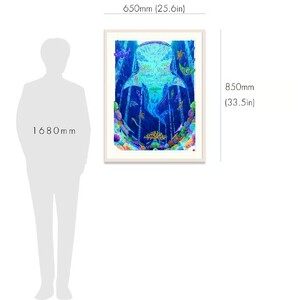 ［琉球イラストレーション］ 与儀勝之 『海の星 ～月夜の宮～ / Star of the Sea - Moonlight palace -』 額装Mサイズ インテリア 雑貨 アート おしゃれ おすすめ