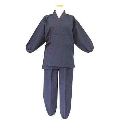 筑後市産織物　婦人無地作務衣　LL　紺