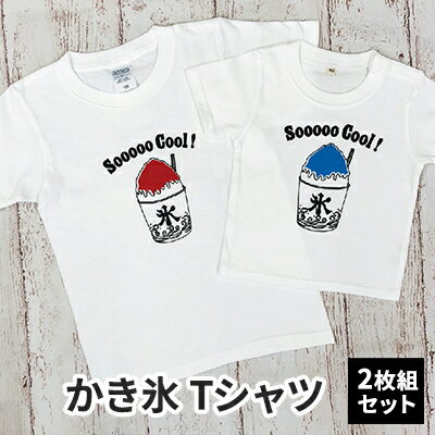 【ふるさと納税】2人兄弟姉妹でおそろい /かき氷 ブルー（小）×レッド（大）/ Tシャツ2枚組ギフトセット