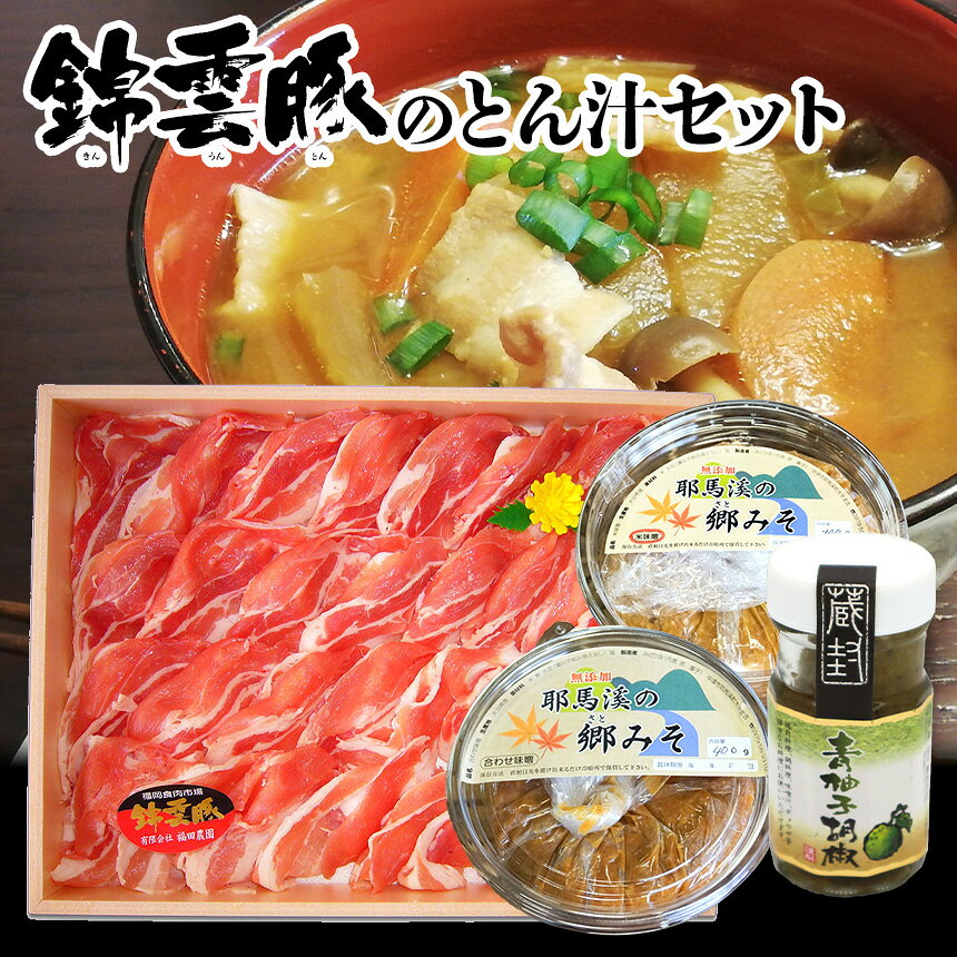 【ふるさと納税】錦雲豚のとん汁セット 豚肉 しゃぶしゃぶ肉バラ・ロース各200g お味噌と柚子胡椒セット柚子こしょう ゆずごしょう ゆずこしょう ブランド豚 きんうんとん 大分県産 九州産 中津市 国産 送料無料