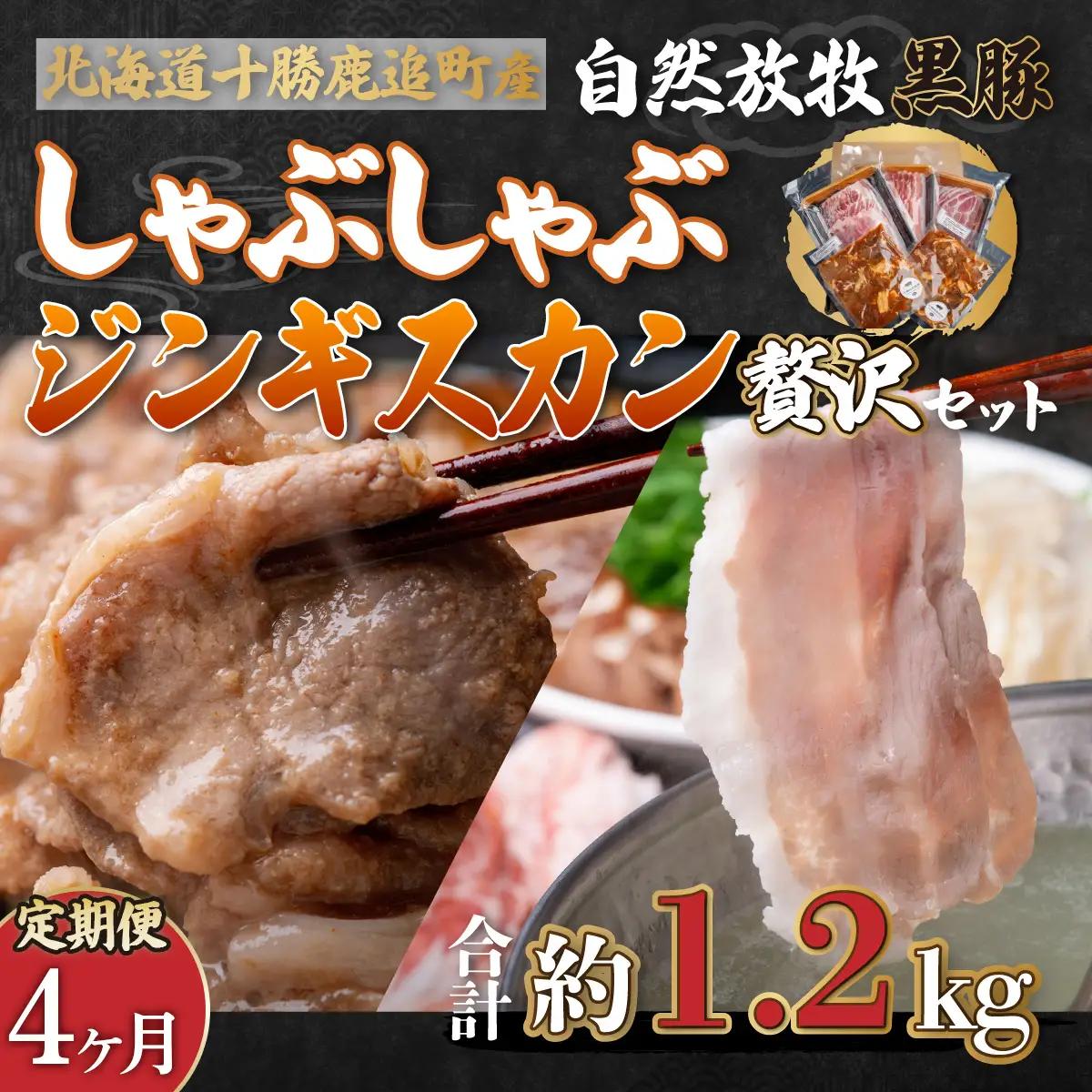 【定期4ヶ月】鹿追産 自然放牧黒豚しゃぶしゃぶ＆豚ジンギスカンの贅沢セット SKN058