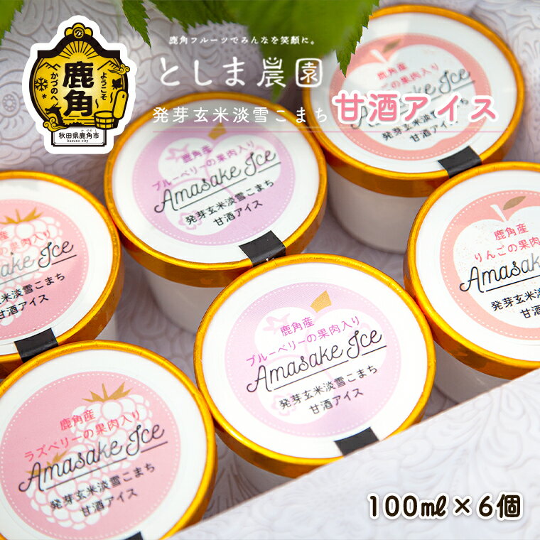 【ふるさと納税】 発芽玄米淡雪こまち 甘酒アイス 3種セット 6個入 旬 新鮮 詰め合わせ セット お取り寄せ 小分け お中元 お歳暮 お取り寄せ 母の日 父の日 グルメ ギフト 故郷 秋田 あきた 鹿角市 鹿角 送料無料 【としま農園】