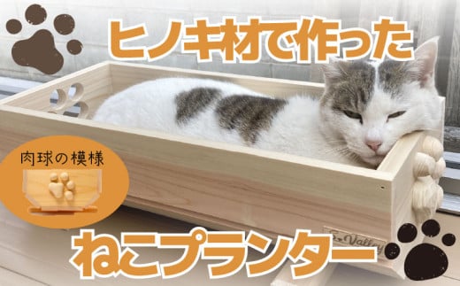  【大サイズ】ねこ 桧 プランター 木製プランター 猫 プランター 小物入れ セット 手 (斜め) の 模様 サイズ 大 寄せ植え 室内 屋内 室内用 猫のベッド 木製 プランター  ペットベッド  猫ベッド  鉢カバー 木 長方形 ひのき おしゃれ かわいい ガーデニング ガーデニング雑貨 園芸 滋賀県 竜王町