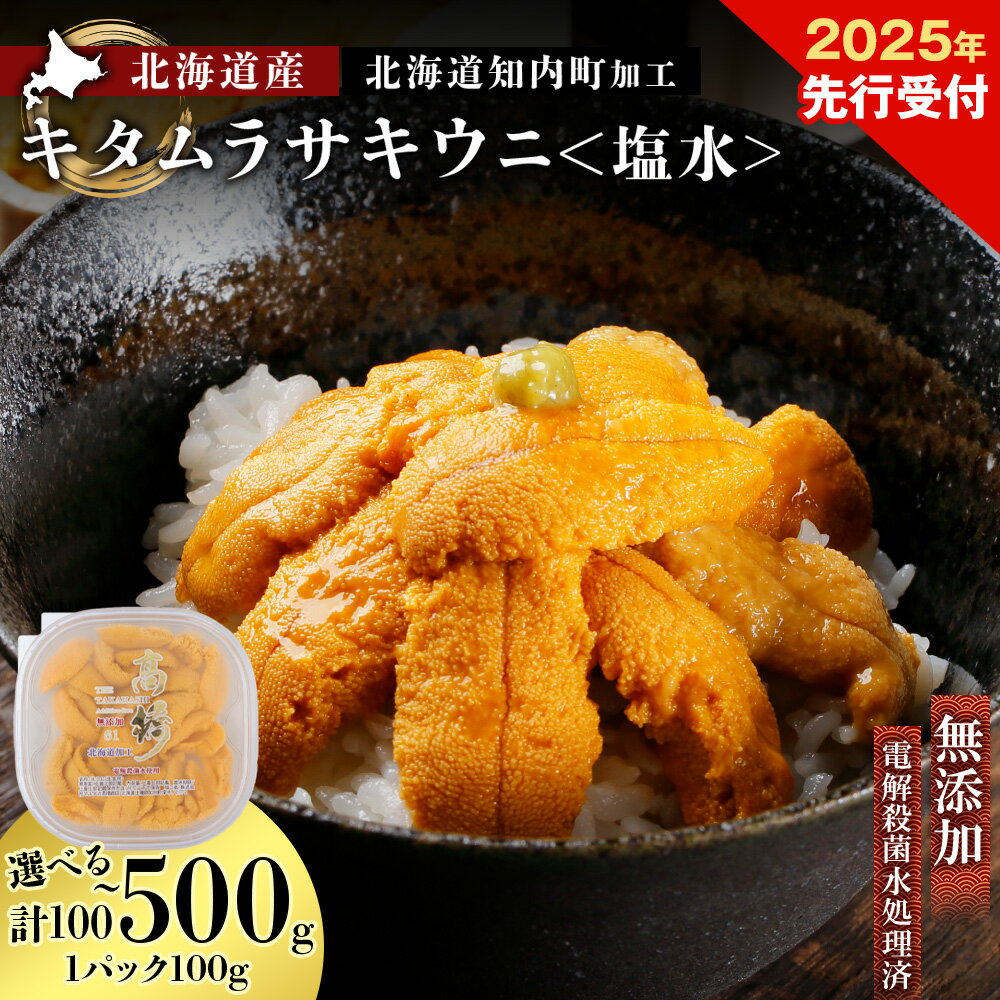 【ふるさと納税】うに ☆知内町加工☆塩水キタムラサキウニ 選べる1パック〜5パック 1パック100g 【マルタカ高橋商店】知内町 ふるさと納税 北海道ふるさと納税 ウニ 北海道 ウニ うに 雲丹 むらさきうに 塩水 塩水ウニ