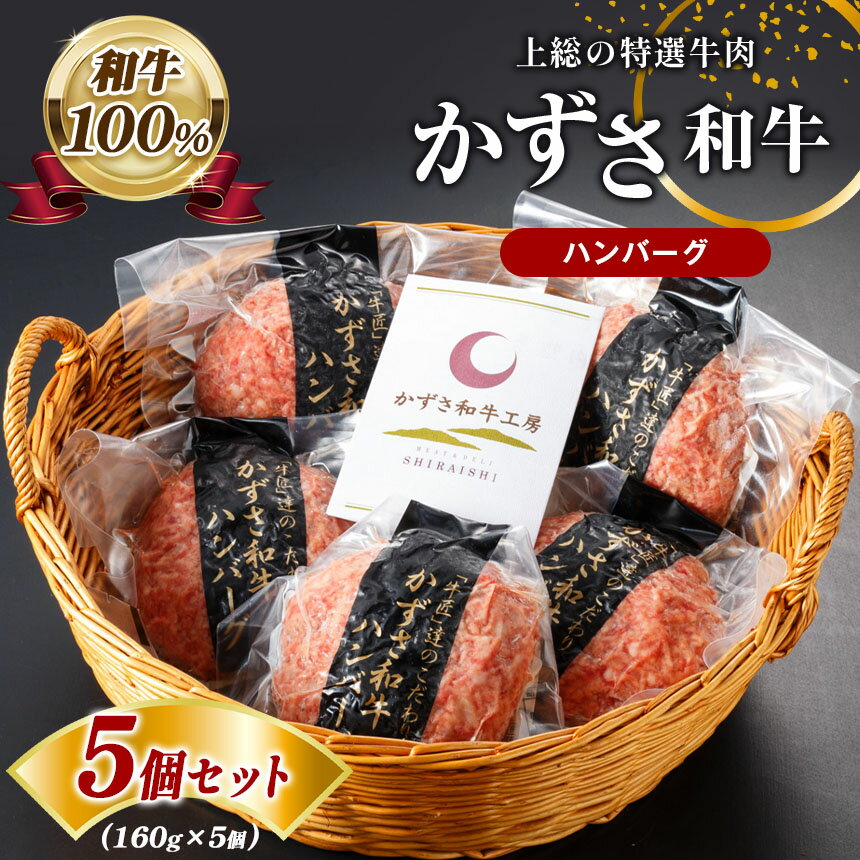 【ふるさと納税】 国産 和牛 ハンバーグ 5個 | 「かずさ 和牛」 ハンバーグ 肉汁 ジューシー 冷凍 真空 特選牛肉 送料無料 上総 の 特選 牛肉 ブランド牛 農林水産大臣賞受賞 かずさ和牛工房 しらいし 千葉県 君津市 きみつ レビューキャンペーン