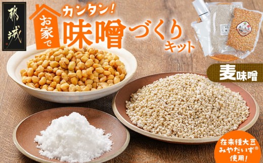 
お家で簡単!味噌づくりキット【麦味噌】_AA-G802_(都城市) 味噌づくりキット 麦味噌 蒸し大豆 麦麹 塩 塩分濃度約11％

