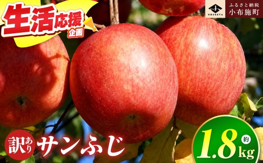 【訳あり】 先行受付 サンふじ 約1.8kg［小布施屋］｜ りんご 林檎 リンゴ 不揃い 規格外 果物 フルーツ 生産者応援 支援 家庭用  長野県産 信州産 小布施町 令和8年産 【2026年11月下旬～2027年3月まで発送】 ［A-2］