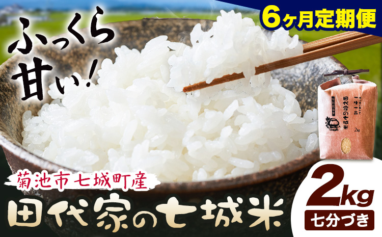 【6ヶ月定期便】令和7年産 菊池市七城町産 田代家の七城米 七城ヒノヒカリ 七分づき 2kg 田代こめや《お申込み翌月から出荷》熊本県 菊池市 米 お米 精米 ひのひかり 菊池市産 熊本県産 九州産 
